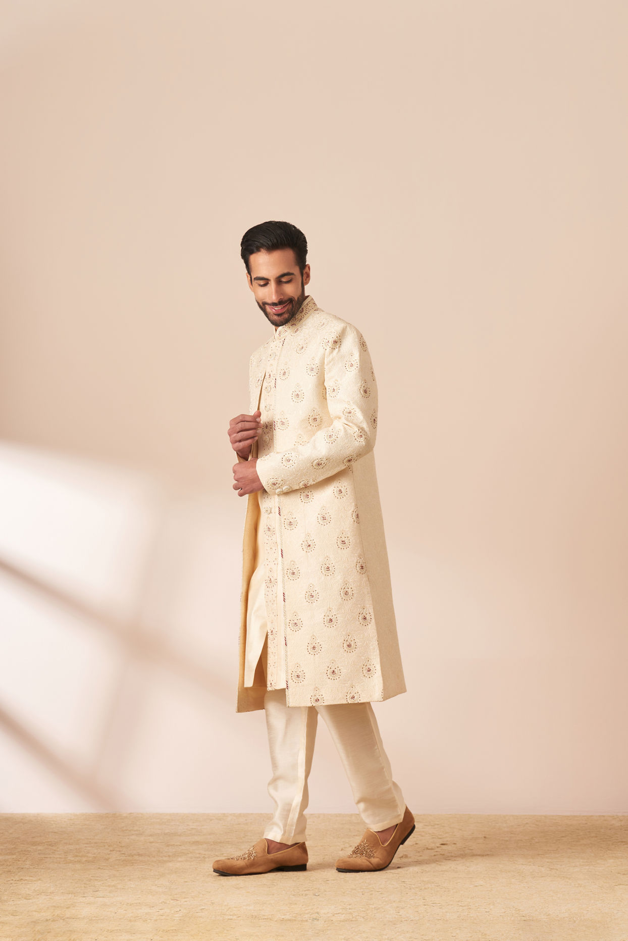 Sherwani for Men Buy Cream Jacket Style Sherwani with All Over work